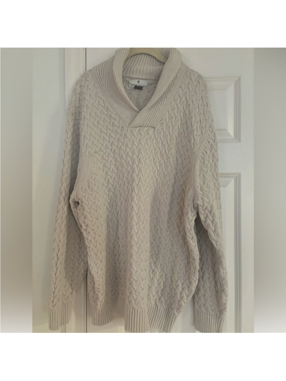 NWOT ~ Men's V-Neck Cable Knit Sweater in Cream ~ Size 2XL